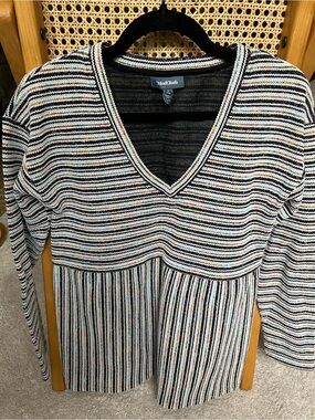 ModCloth Black Knit Top with Multicolor Speckle Detail